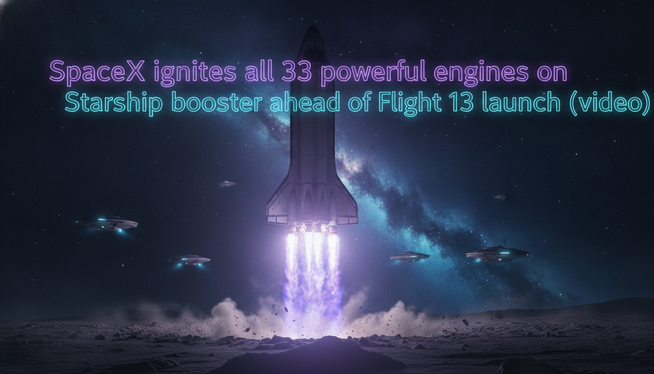 [EN]  SpaceX ignites all 33 powerful engines on Starship booster ahead of Flight 13 launch (video) 